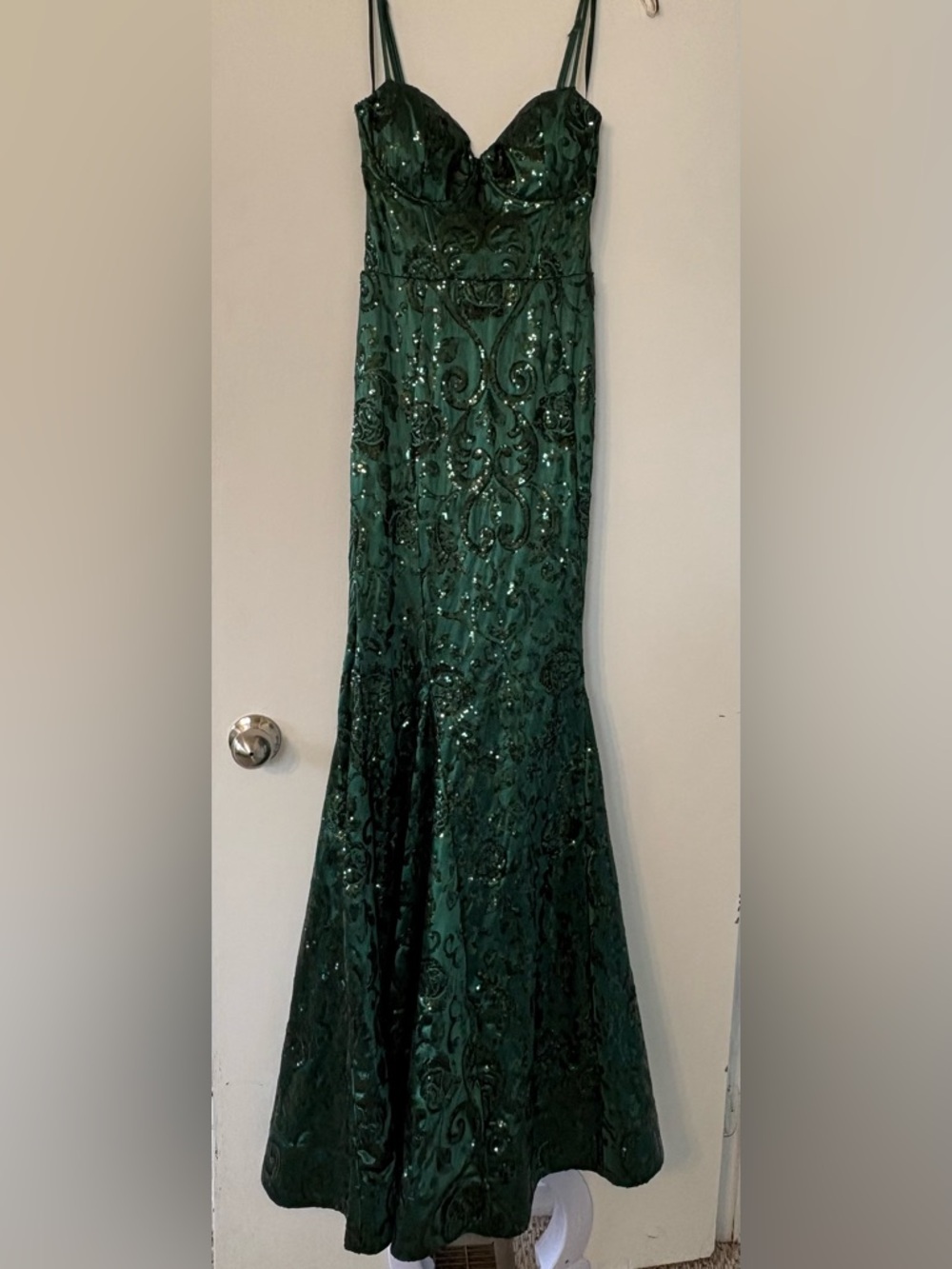 Windsor Dark Green Sequin Mermaid Prom Dress, NEW without tag